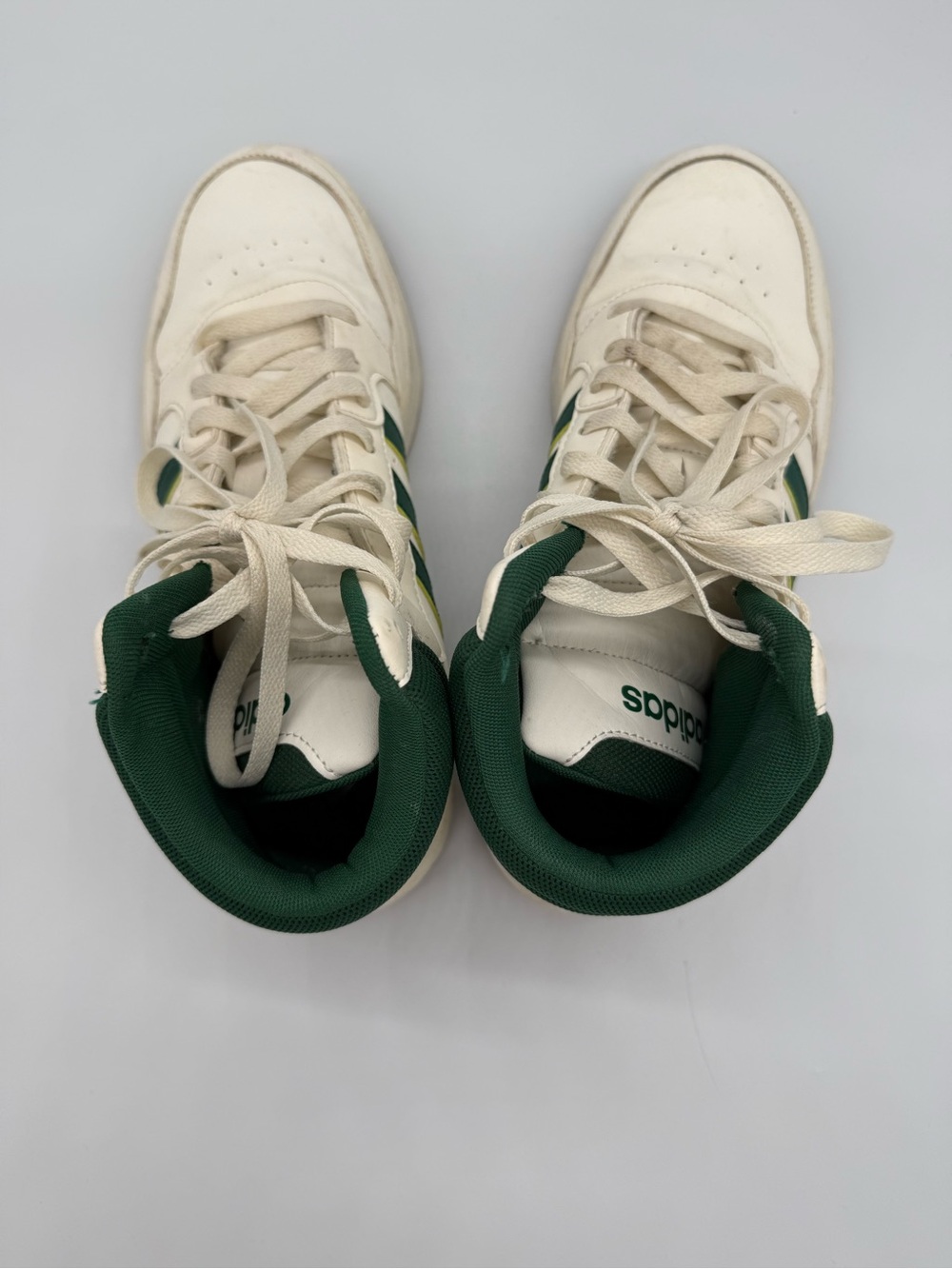 adidas hoop 3.0 mid basketball sneakers white and collegiate green - Picture 2 of 5